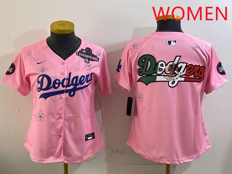 Women Los Angeles Dodgers Blank Pink Sakura Edition 2025 Nike MLB Jersey style 9